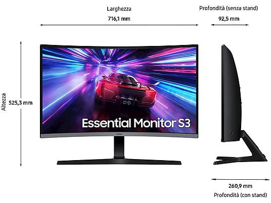 SAMSUNG Serie S39GD MONITOR, 32 ", Full-HD, 1920 x 1080 Pixel, tempo di risposta 4 ms, refresh rate 100 Hz