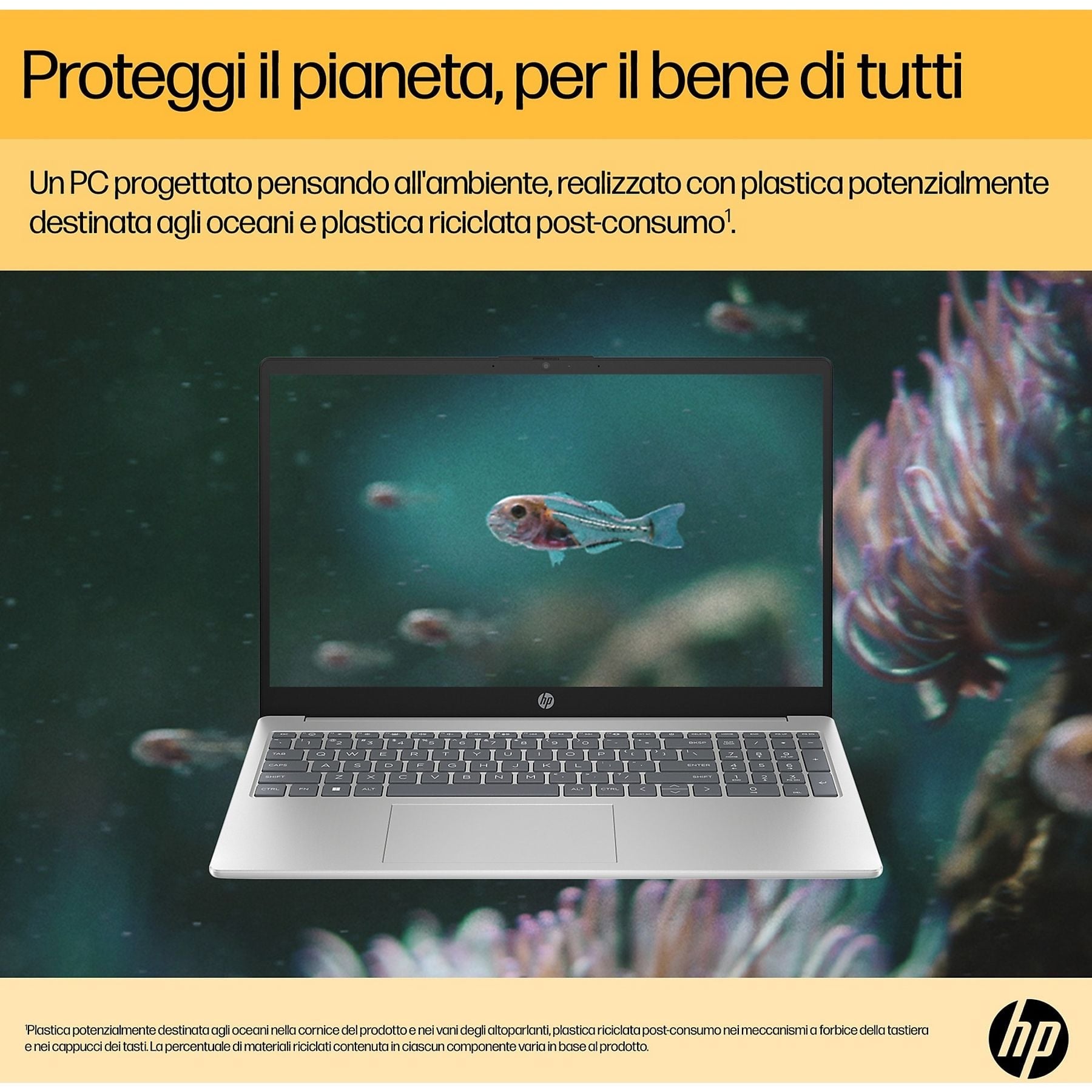 HP 15-FC0110NL NOTEBOOK, 15,6 ", processore AMD Ryzen 57520U, AMD Radeon™ Onboard Graphics, RAM 16 GB, 512 GB SSD, Silver, Windows 11 Home