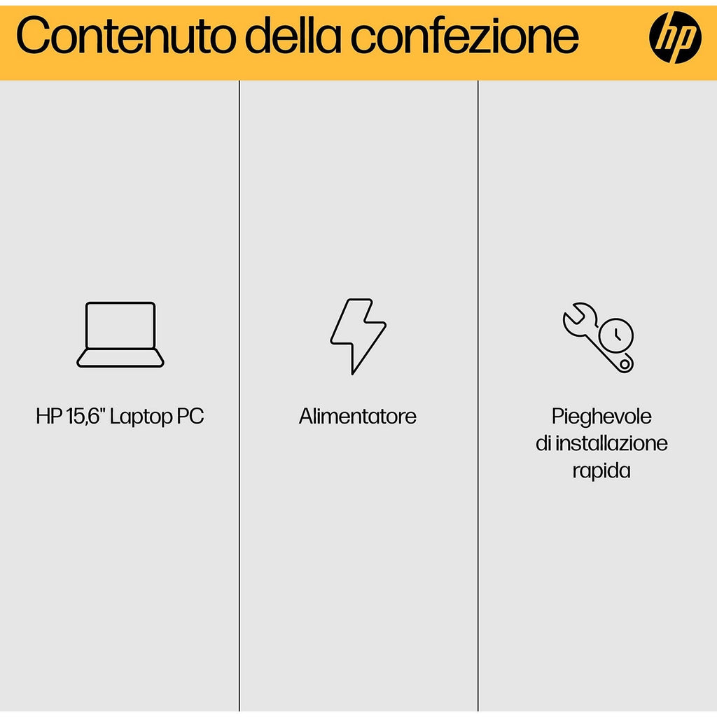 HP 15-FC0110NL NOTEBOOK, 15,6 ", processore AMD Ryzen 57520U, AMD Radeon™ Onboard Graphics, RAM 16 GB, 512 GB SSD, Silver, Windows 11 Home