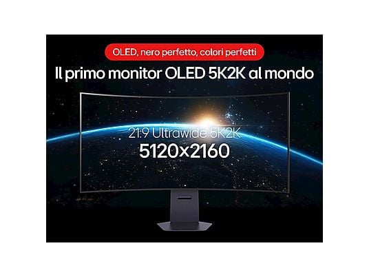 LG UltraGear OLED 45GX950A Monitor Gaming Curvo, 44,5 ", UHD 5K, 5120 x 2160 Pixel, tempo di risposta 0,03 ms, refresh rate 165 Hz