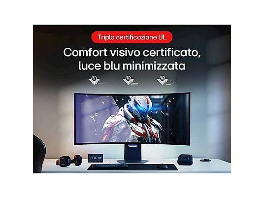 LG UltraGear OLED 45GX950A Monitor Gaming Curvo, 44,5 ", UHD 5K, 5120 x 2160 Pixel, tempo di risposta 0,03 ms, refresh rate 165 Hz