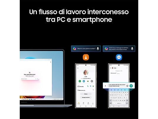 SAMSUNG Galaxy Book4 Edge 14 NOTEBOOK, 14 ", processore Qualcomm Snapdragon X EliteX1E-80-100, Qualcomm Adreno™ Onboard Graphics, RAM 16 GB, 512 GB Flash, Sapphire, Windows 11 Home