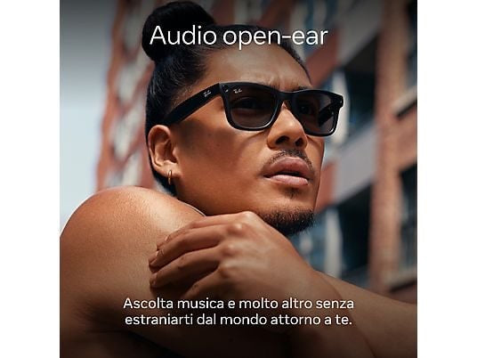 Ray-Ban Meta Skyler, Nero lucido, Azzurro ceruleo Transitions®