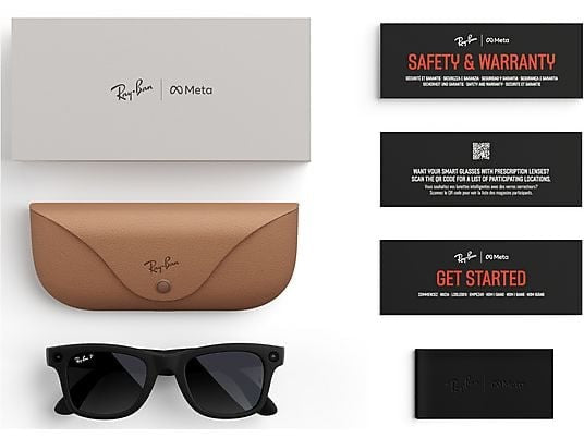 Ray-Ban Meta Wayfarer larga, Nero opaco, Grafite sfumata polarizzate