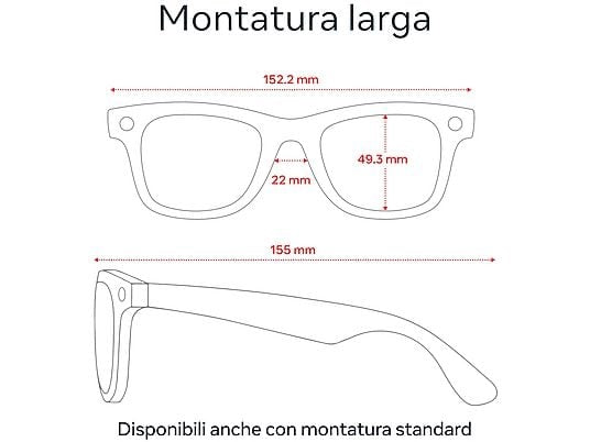 Ray-Ban Meta Wayfarer larga, Nero opaco, Grafite sfumata polarizzate