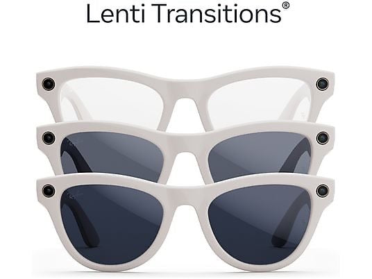 Ray-Ban Meta Skyler, Grigio chiaro lucido, Da trasparenti a zaffiro Transitions®