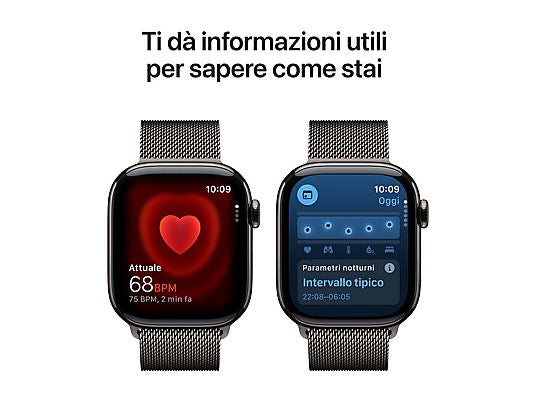 APPLE Watch Series 11 GPS + Cellular, Cassa 42 mm in titanio ardesia con Loop in maglia milanese naturale