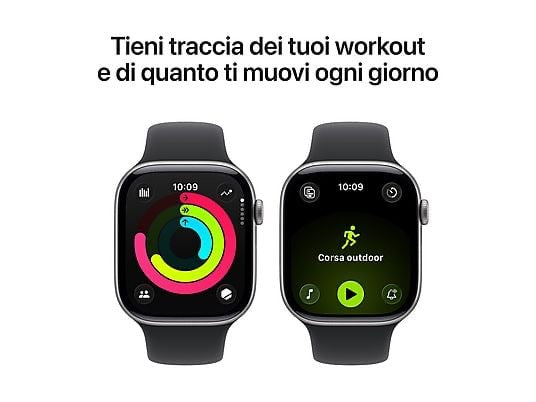APPLE Watch Series 11 GPS, Cassa 46 mm in alluminio grigio siderale con Cinturino Sport nero - M/L