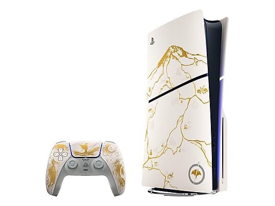 SONY PLAYSTATION PS5 Slim Disc Ghost of Yotei Gold Limited Edition + Gioco Ghost of Yotei, Bianco / Dorato