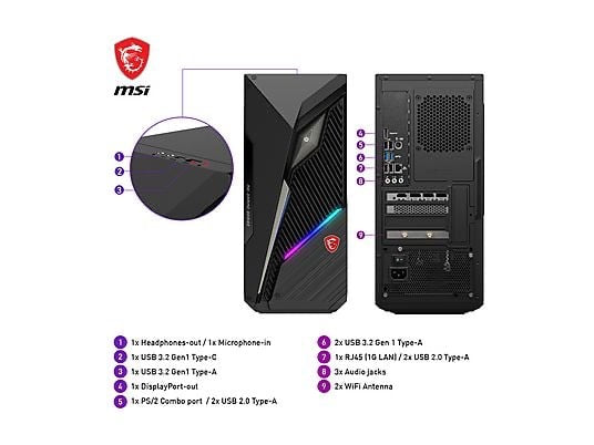 MSI DESKTOP MAG Infinite S3 14-2834IT, Intel®, Core I7 14700F, 2.1 GHz, GeForce RTX™ 5060, RAM 32 GB, 1000 GB SSD