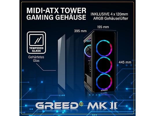 GREED DESKTOP GAMING | MK2 AMD - Pc / Computer Fisso, AMD, AMD Ryzen 7 5700X, GeForce RTX™ 5060, RAM 32 GB, 1000 GB SSD