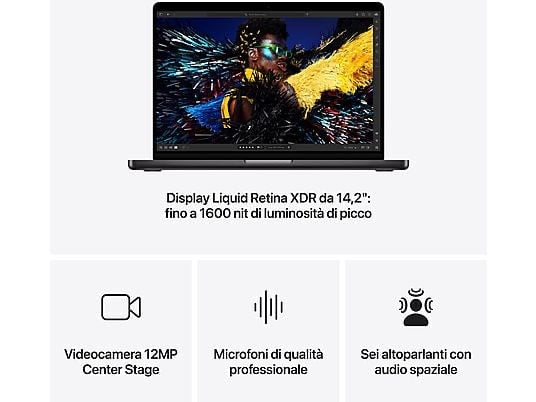 APPLE MacBook Pro 14'', Chip M5, 10 CPU 10 GPU, 16GB, 512/1TB, Nero/Argento