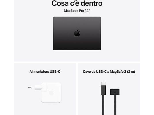 APPLE MacBook Pro 14'', Chip M5, 10 CPU 10 GPU, 16GB, 512/1TB, Nero/Argento