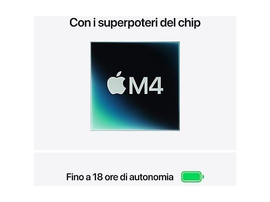 APPLE MacBook Air 13'', Chip M4, 10 CPU 8 GPU, 16GB, 256/512/1000GB, Mezzanotte/Celeste/Oro